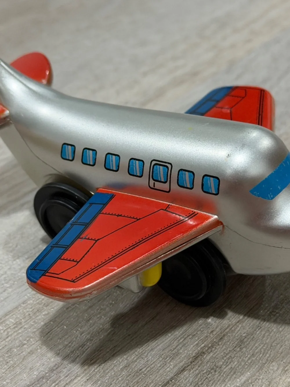 KidKraft 2011 Wooden Toy Airplane Silver Red Blue 4